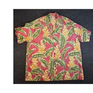 Vtg Hilo Hattie Men's Red Yellow Floral Hawaiian Shirt Made in Hawaii Size 3XL